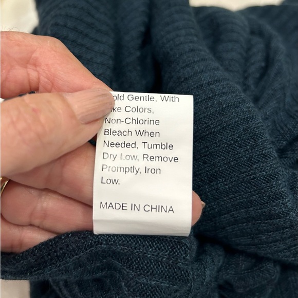 Off the Shoulder Stretch Soft Blouse, Mid-Night Blue Pull Over, Long Sleeve, SzS - Picture 5 of 11